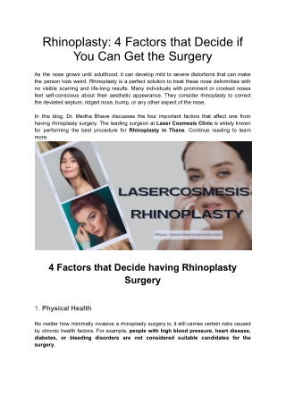 Factors that decide having rhinoplasty or not