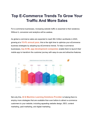 Top E-Commerce Trends To Grow Your Traffic And More Sales