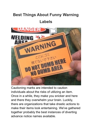 Best Things About Funny Warning Labels
