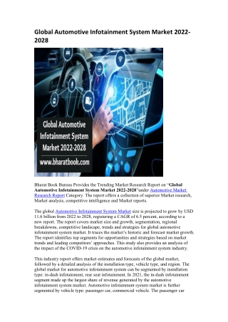 Global Automotive Infotainment System Market 2022-2028