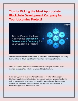 Tips for Picking the Most Appropriate Blockchain Development Company for Your Upcoming Project