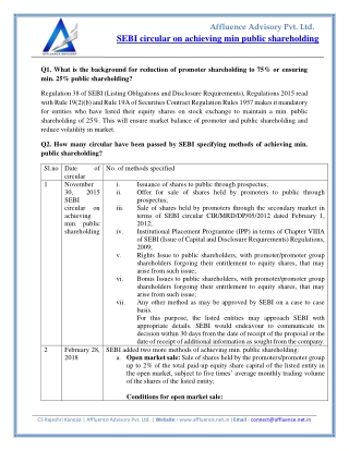 SEBI circular on achieving min public shareholding