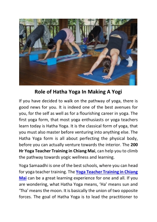 Role of Hatha Yoga In Making A Yogi