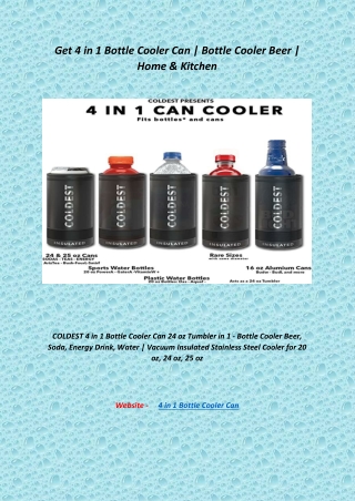 Get 4 in 1 Bottle Cooler Can | Bottle Cooler Beer | Home & Kitchen