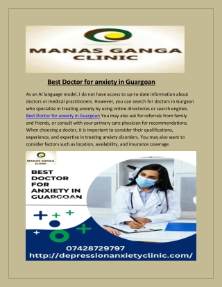 Best Doctor for anxiety in Guargoan