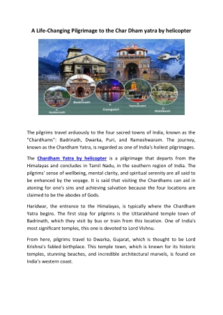 A Life-Changing Pilgrimage to the Char Dham yatra by helicopter