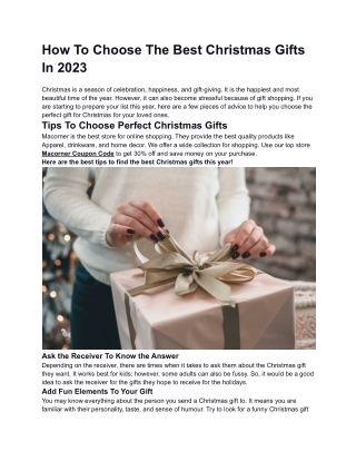 How To Choose The Best Christmas Gifts In 2023