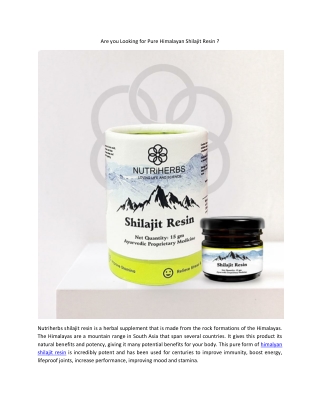 Are you Looking for Pure Himalayan Shilajit Resin