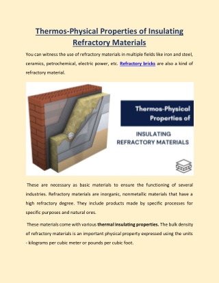 Thermos-Physical Properties of Insulating Refractory Materials