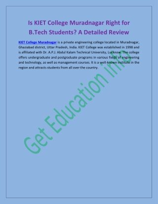 Is KIET College Muradnagar Right for B.Tech Students? A Detailed Review