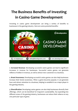 The Business Benefits of Investing in Casino Game Development