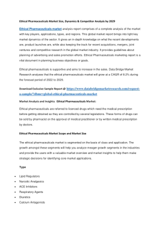 Ethical Pharmaceuticals Market Size, Dynamics & Competitor Analysis by 2029