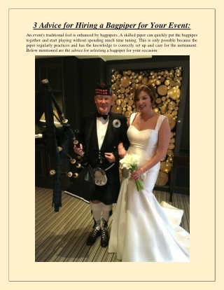 3 Advice for Hiring a Bagpiper for Your Event