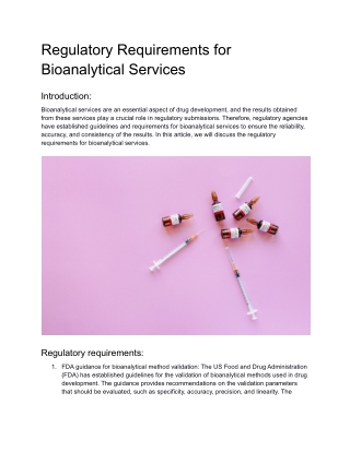 Regulatory Requirements for Bioanalytical Services