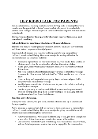 HEY KIDDO TALK FOR PARENTS