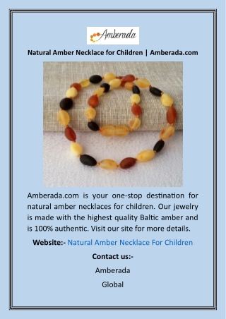 Natural Amber Necklace for Children  Amberada