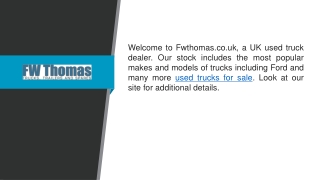 Used Trucks for Sale  Fwthomas.co.uk