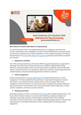 Best Features of Franchise CRM Software for Dog Grooming A Comprehensive Guide