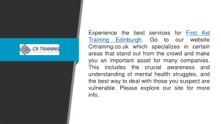 First Aid Training Edinburgh  Crtraining.co.uk