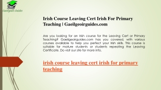 Irish Course Leaving Cert Irish For Primary Teaching  Gaeilgeoirguides.com