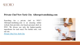 Private Chef New York City | Alloroprivatedining.com