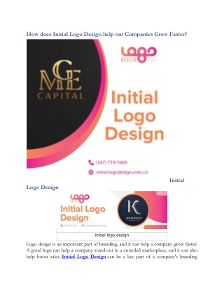 How does Initial Logo Design help out Companies Grow Faster
