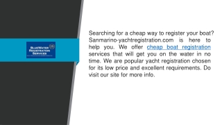 Cheap Boat Registration  Sanmarino-yachtregistration.com