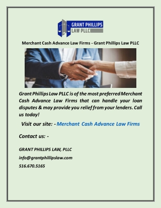 Merchant Cash Advance Law Firms  Grant Phillips Law PLLC