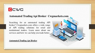 Automated Trading Api Broker | Cwgmarkets.com