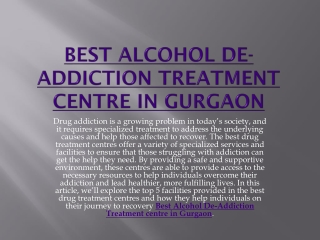 Best Alcohol De-Addiction Treatment centre in Gurgaon