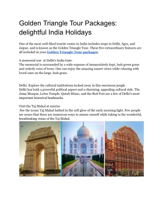Golden Triangle Tour Packages_ delightful India Holidays