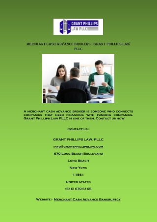 Merchant Cash Advance Brokers - Grant Phillips Law PLLC