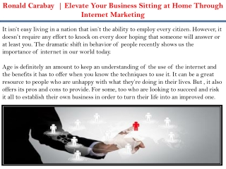 Ronald Carabay  | Elevate Your Business Sitting at Home Through Internet Marketi