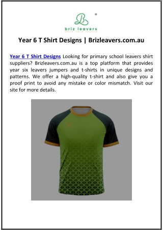 Year 6 T Shirt Designs | Brizleavers.com.au