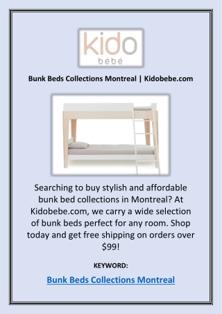 Bunk Beds Collections Montreal | Kidobebe.com