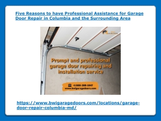 Five Reasons to have Professional Assistance for Garage Door Repair in Columbia