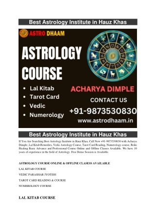 Best Astrology Institute in Hauz Khas  91-9873530830