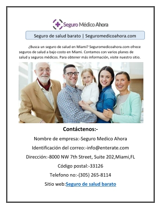 Seguro de salud barato | Seguromedicoahora.com