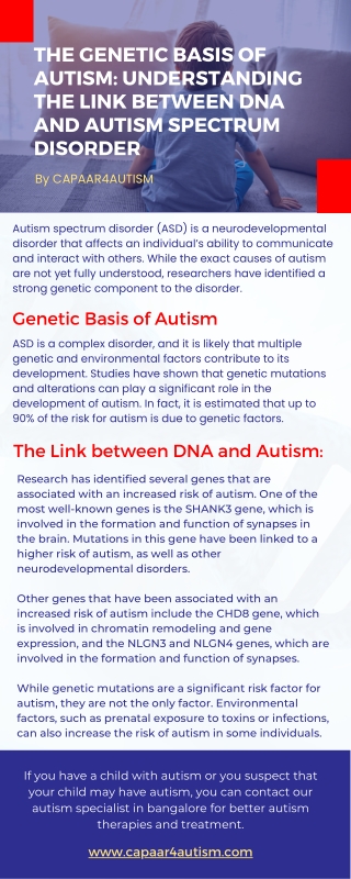 Understanding the Link between DNA and Autism Spectrum Disorder - CAPAAR