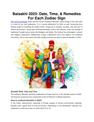 Baisakhi 2023: Date, Time, & Remedies For Each Zodiac Sign