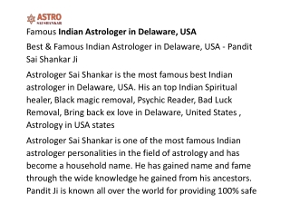 Famous Indian Astrologer in Delaware