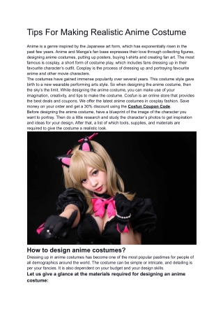 Tips For Making Realistic Anime Costume