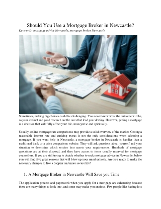 Should You Use a Mortgage Broker in Newcastle