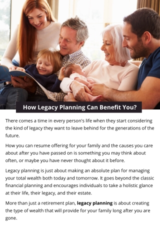 How Legacy Planning Can Benefit You?