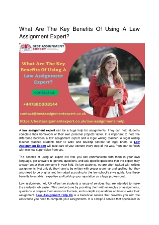 What Are The Key Benefits Of Using A Law Assignment Expert