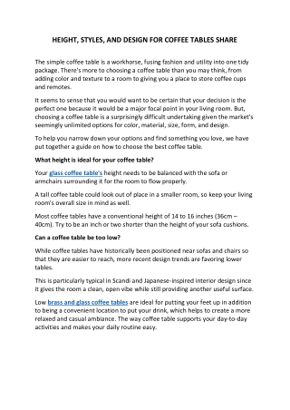 HEIGHT, STYLES, AND DESIGN FOR COFFEE TABLES SHARE