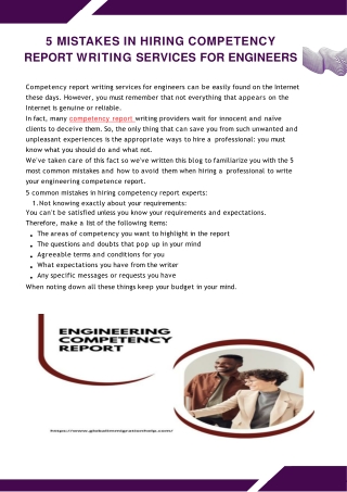 5 Mistakes In Hiring Competency Report Writing Services For Engineers