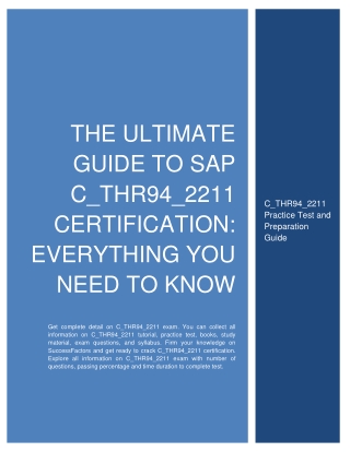 The Ultimate Guide to SAP C_THR94_2211 Certification Everything You Need to Know