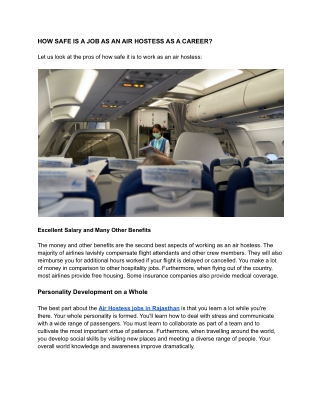 HOW SAFE IS A JOB AS AN AIR HOSTESS AS A CAREER