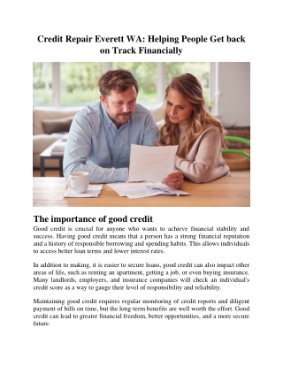 Credit Repair Everett WA Helping People Get back on Track Financially